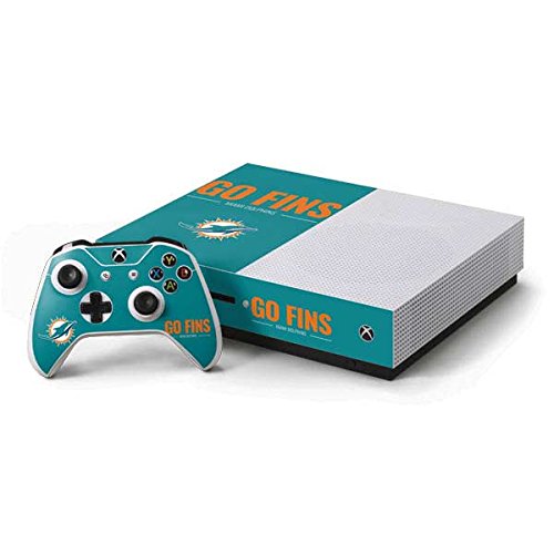 Skinit NFL Miami Dolphins Xbox One S Console and Controller Bundle Skin - Miami Dolphins Team Motto Design - Ultra Thin, Lightweight Vinyl Decal Protection
