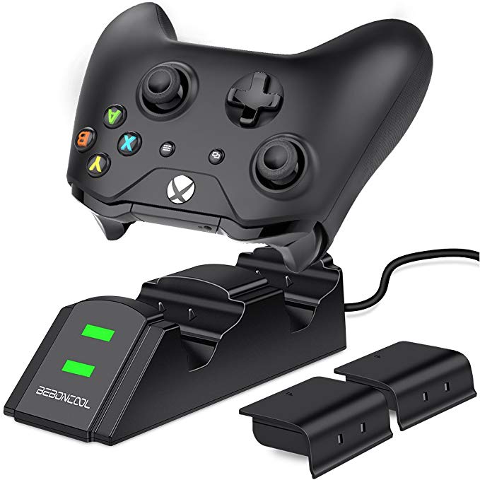 BEBONCOOL Xbox One Controller Dual Charger, Dual Xbox One / One S / One X / Xbox Elite Controller Charger Charging Station Dock with 2 x 800 mAh Rechargeable Battery Packs