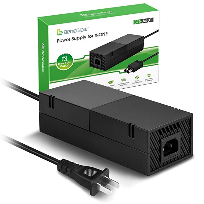 BeneGlow Ultra-quilt Low Noise Xbox One Power Supply, AC Adapter Replacement Charger for Xbox One