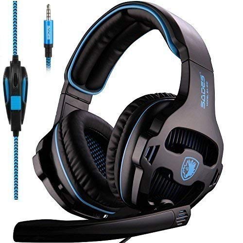 SADES SA810 Stereo Gaming Headset for Xbox One PC PS4 Over-Ear Headphones with Noise Canceling Mic Soft Ear Cushion 3.5mm Jack Cable for Mac Smartphone Laptop Tablet