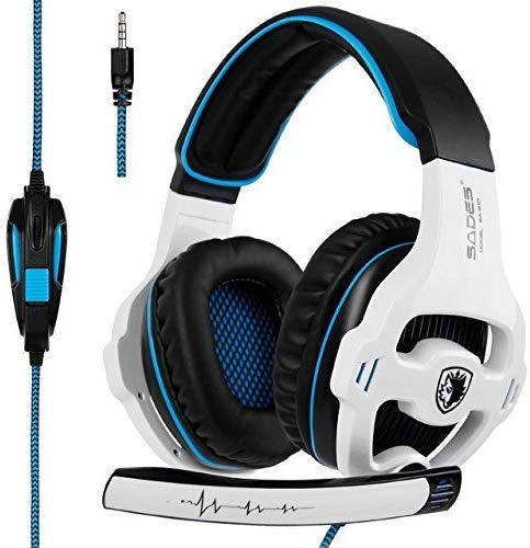 SADES SA810 Newest Version New Xbox One, PS4 Gaming Headset with 3.5mm wired Over-ear Noise Isolating Microphone Volume Control for Mac/PC/Laptop/PS4/Xbox one (Black&White)