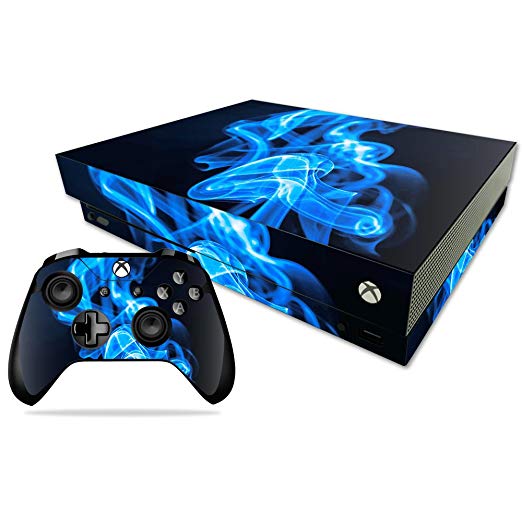 MightySkins Skin for Microsoft Xbox One X - Blue Flames | Protective, Durable, and Unique Vinyl Decal wrap Cover | Easy to Apply, Remove, and Change Styles | Made in The USA