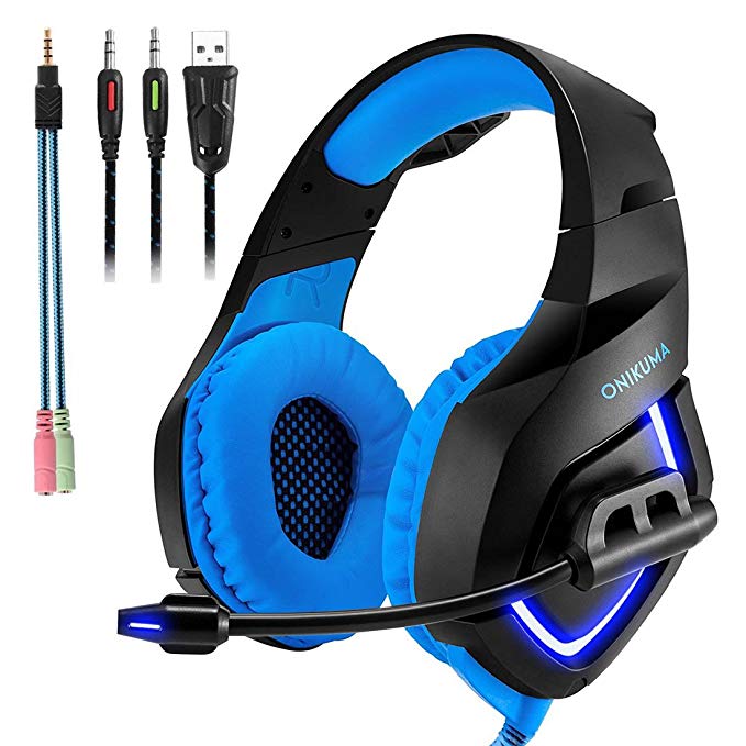Gaming Headset with Mic for PS4,PC,Xbox One, Laptop Sound Clarity Noise Isolation LED Lights Headphone Soft Comfy EarPads with Volume Control Omnidirectional Microphone Gamer for Smartphone,Computer