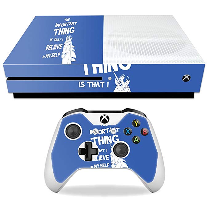 MightySkins Skin for Microsoft Xbox One S – Unicorns Believe | Protective, Durable, and Unique Vinyl Decal wrap Cover | Easy to Apply, Remove, and Change Styles | Made in The USA