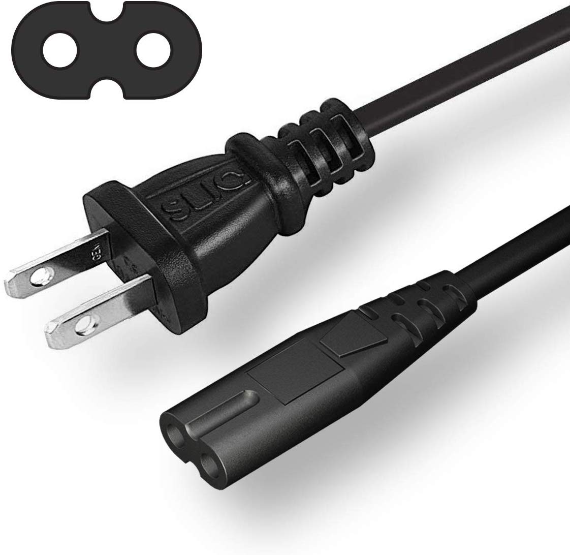 Sliq Gaming Power Cable - for Xbox One S, Xbox One X, Playstation 3 & 4 Slim (6 Feet - Figure 8, Black)