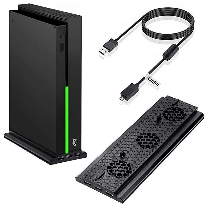 Lictin Xbox One X Vertical Stand - Xbox One X Cooling Fan with 3 USB Ports and Xbox One X Controller Charging Cable (9ft) (Only for Xbox one X)
