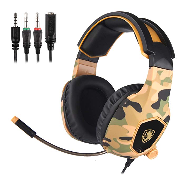 SADES SA818 Xbox one Headset 3.5mm Stereo Wired Over Ear Gaming Headset with Mic, Noise Cancelling and Volume Control for New Xbox One/PC/Mac/PS4/Table/Phone (Camouflage)