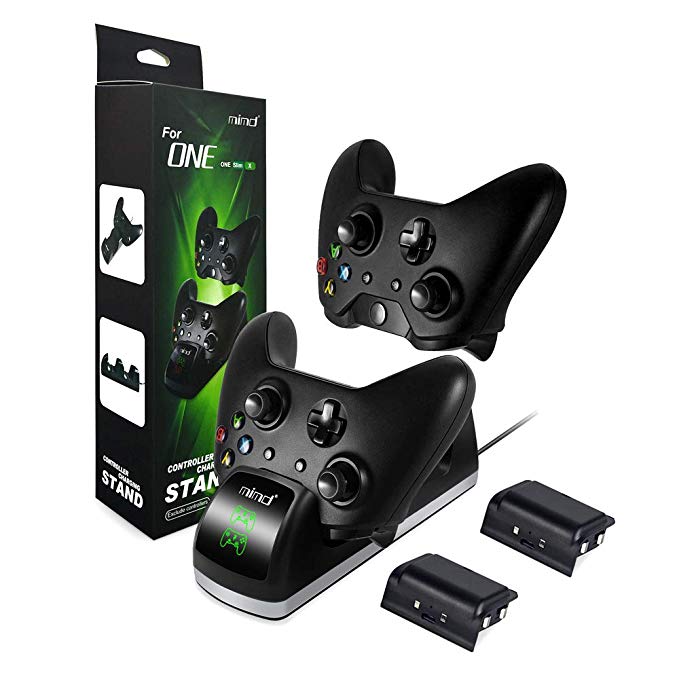Xbox One Controller Charger with 2x 1200 Rechargeable Battery Packs, bebe Xbox One Controller Charging Station with LED Indicator, Xbox One Controller Charger for Xbox one/ One X/ One S Controller