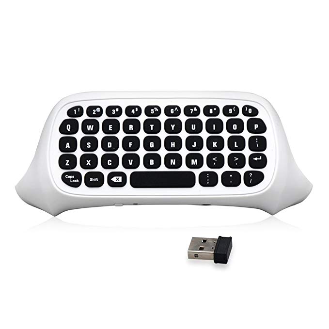 Gam3Gear DOBE 2.4G Wireless Mini Keyboard for Xbox One S Slim Gamepad Controller White Black