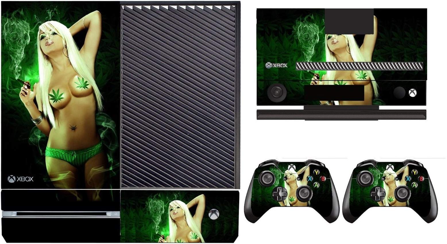 258stickers® Xbox One Console Skin & Remote Controllers Skin - Nudegirls Photos Memorial Sexy Girl Smoking