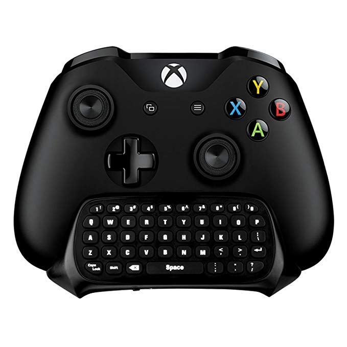 IVSO Xbox One Controller Keypad 2.4G Mini Wireless Keyboard Chatpad Text Messenger USB GamePad with Green LED Backlit and Audio Input for Xbox One /Xbox One Controller-Black