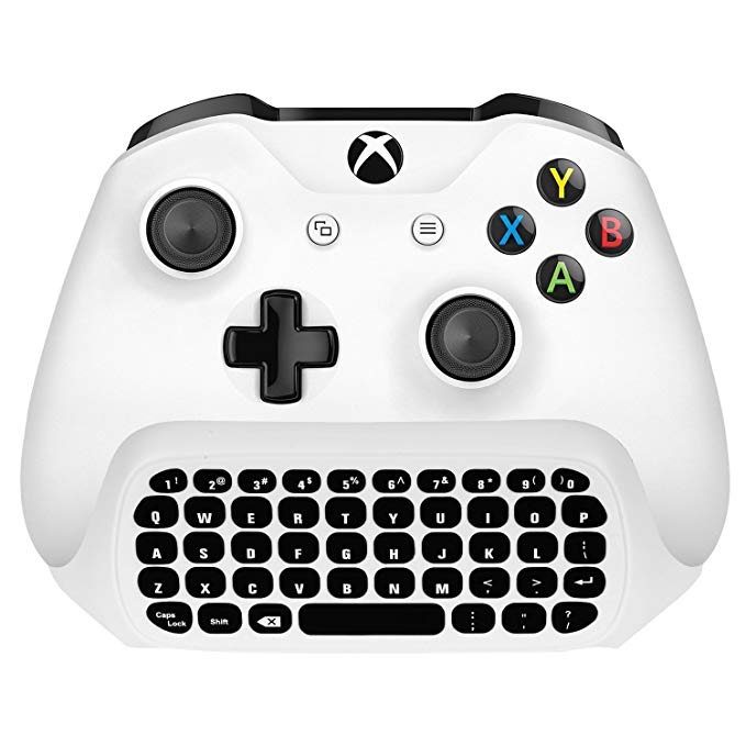 Megadream Xbox One Wireless Chatpad Keyboard with 3.5mm Audio Jack for Microsoft Xbox One, Xbox One Slim, Xbox One X, Xbox One Elite Controller – 2.4G USB Receiver & Charge Cable included - White