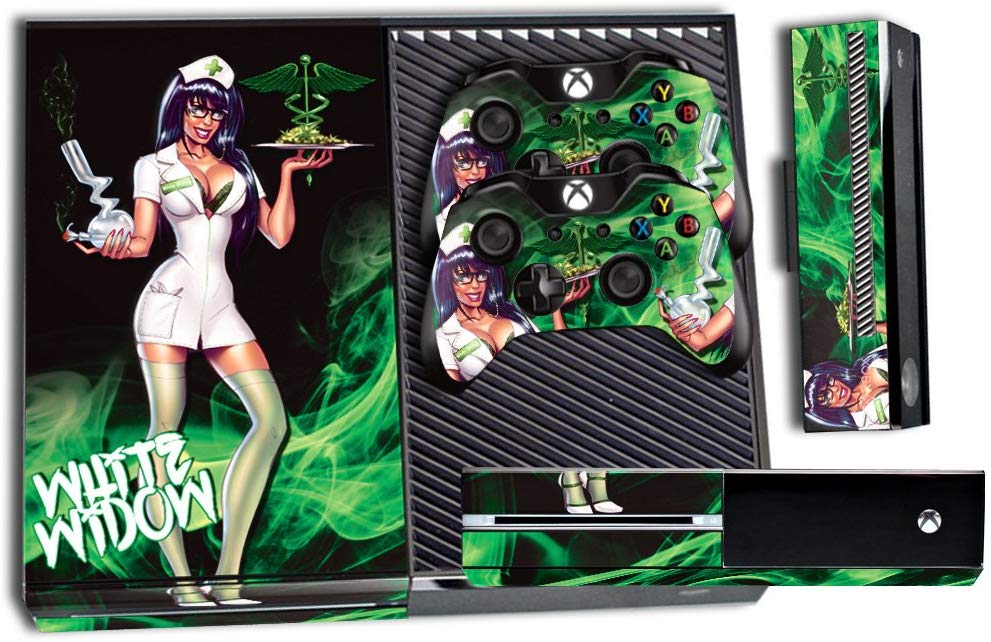 Designer Skin Sticker for the Xbox One Console With Two Wireless Controller Decals- White Widow