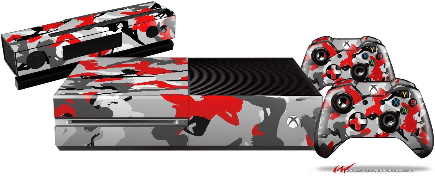 Sexy Girl Silhouette Camo Red - Holiday Bundle Decal Style Skin Set fits XBOX One Console, Kinect and 2 Controllers (XBOX SYSTEM SOLD SEPARATELY)