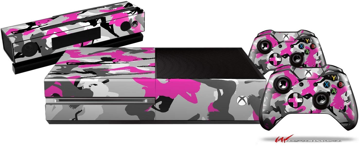 Sexy Girl Silhouette Camo Hot Pink Fuschia - Holiday Bundle Decal Style Skin Set fits XBOX One Console, Kinect and 2 Controllers (XBOX SYSTEM SOLD SEPARATELY)