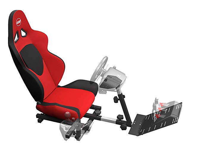 OpenWheeler Racing Wheel Stand Cockpit Red on Black | for Logitech G29 | G920 and Logitech G27 | G25 | Thrustmaster | Fanatec Wheels | Racing Wheel & Controllers NOT Included