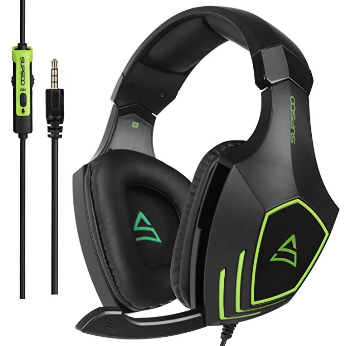 [2017 SUPSOO Multi-Platform Xbox one PS4 Gaming Headset ] SUPSOO G820 Bass Stereo Gaming Headsets with Noise Isolation Microphone For New Xbox one PS4 PC Laptop Mac iPad iPod (Black&Green)