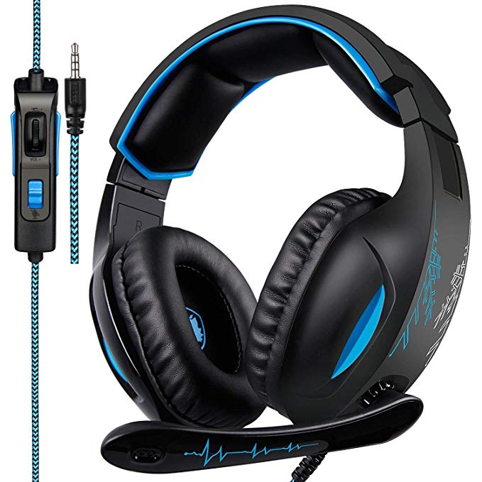 SA816 PC MAC Xbox ONE PS4 Gmaing Headsets, SADES Over The Ear Headphones with Mic in-line Control